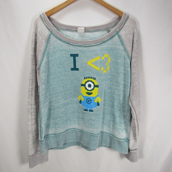 Universal Studios Other - Minions I Love Minions Gray Blue Girls Sweatshirt